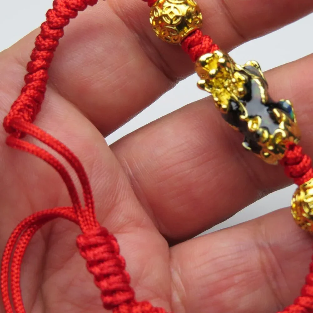 14k overlay Chinese Nugget Red string Bracelet